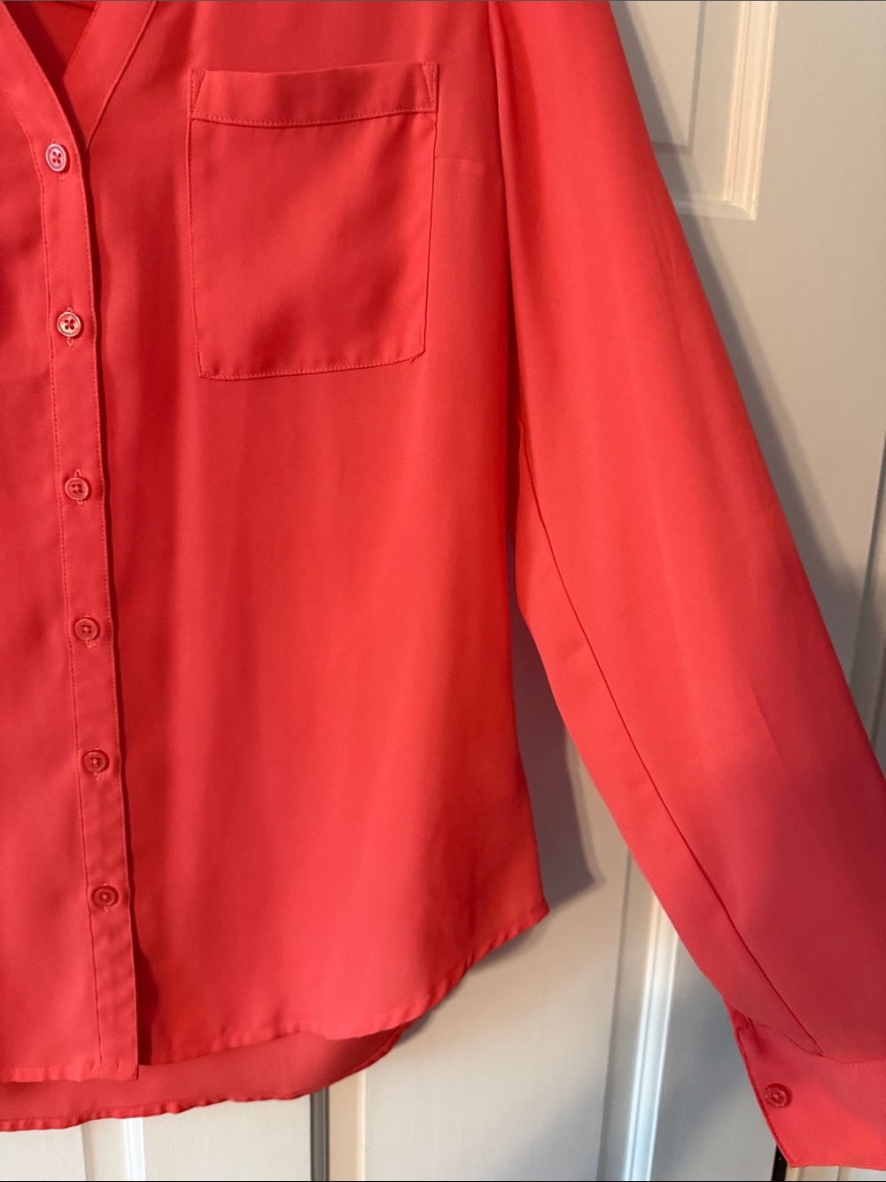 Express Coral Button-Front Workshirt - Picture 3 of 5
